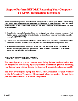 KPMG Laptop Return Form