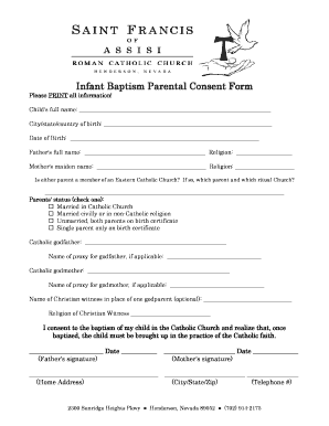 Infant Baptism Parental Consent Form