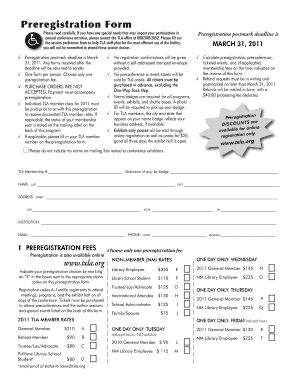 TLA Annual Conference Preregistration Form