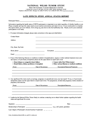 National Wilms Tumor Study Annual Status Report