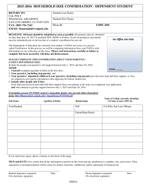 Household Size Confirmation Form