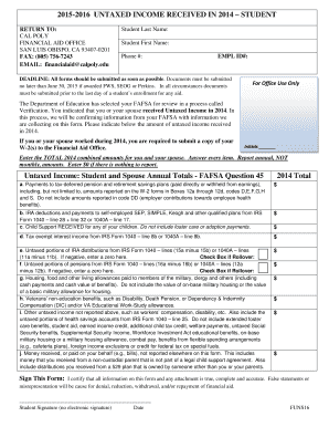 2014 Untaxed Income Verification Form
