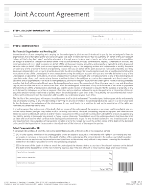 Joint Account Agreement