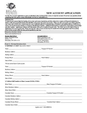 New Account Application