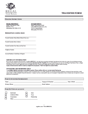 Regal Total Return Fund Transfer Form