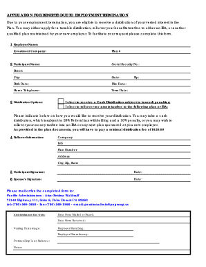 Employment Termination Benefits Application