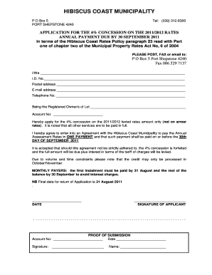 Hibiscus Coast 4% Rates Concession Application