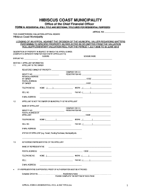 Residential Property Valuation Appeal Form