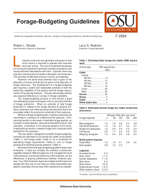 Forage Budgeting Guidelines