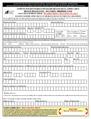 Chicago High School Application Form