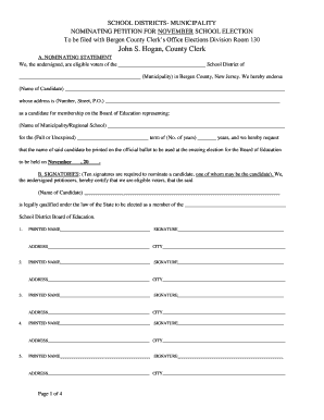 Nominating Petition for School Board Election