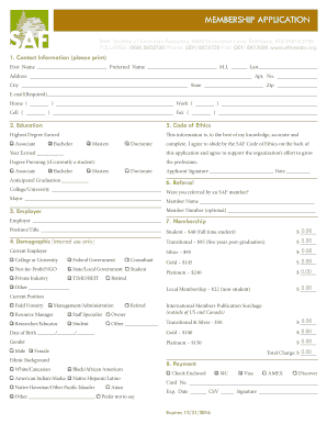 Society of American Foresters Membership Application