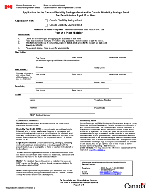 Canada Disability Savings Grant and Bond Application