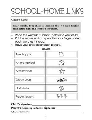Fillable Online 7 Read The Words In Colors Below To Your Child Fax Email Print Pdffiller