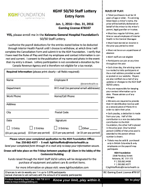 KGHF 5050 Staff Lottery