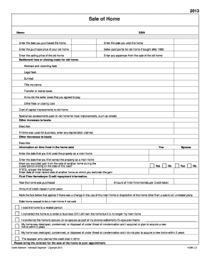 2013 Sale of Home Form