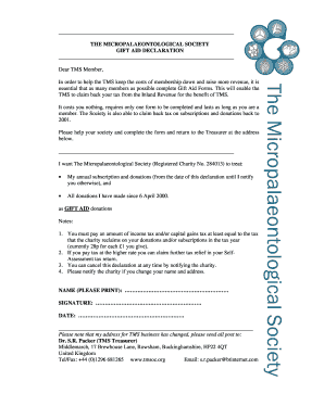 Gift Aid Declaration Form