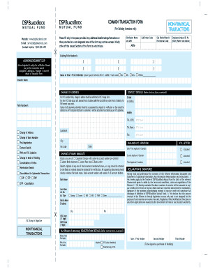 DSP BlackRock Mutual Fund Non-Financial Transaction Form