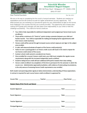 Honors Course Enrollment Contract