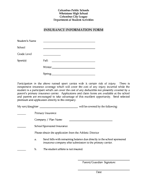 Student Insurance Information Form