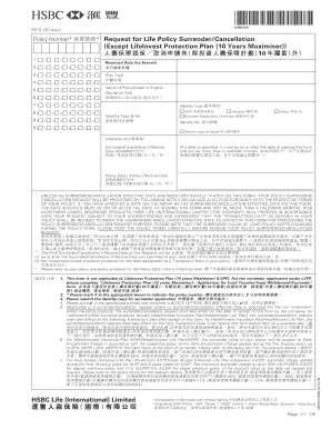 Life Policy Surrender/Cancellation Form