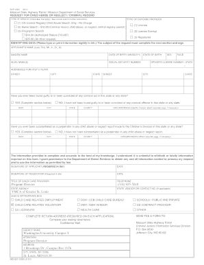 Missouri Child Abuse or Neglect Criminal Record Request