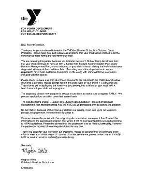 YMCA Inclusion Services Form