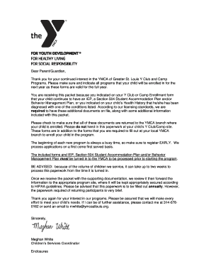 YMCA Inclusion Services Returning Participant Form