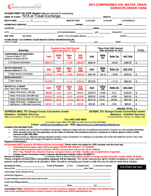 2013 Compressed Air, Water, Drain Service Order Form