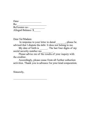 Debt Dispute Letter