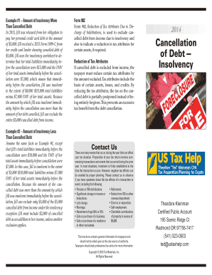 Form 982 Insolvency Reduction of Tax Attributes