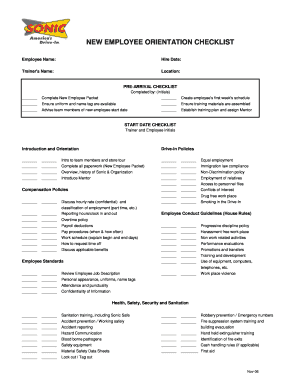 New Employee Orientation Checklist
