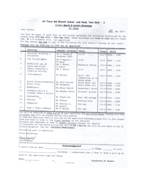 Summer Camp Consent Form