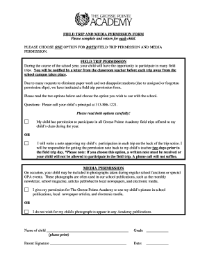 Field Trip and Media Permission Form