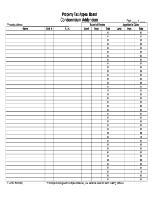 Property Tax Appeal Board Condominium Addendum