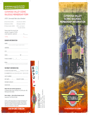 Cuyahoga Valley Scenic Railroad Membership Form