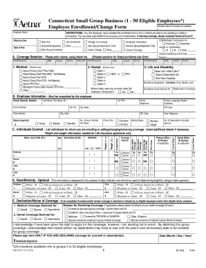 Connecticut Small Group Business Employee Enrollment Form