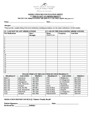 Medication Reconciliation Form