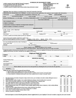 Evidence of Insurability Form