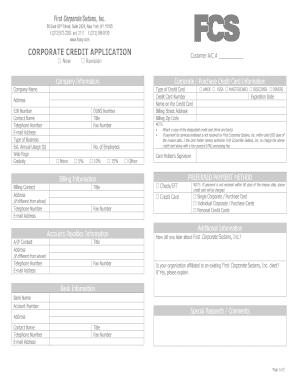 First Corporate Sedans Credit Application