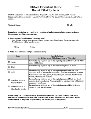 Race and Ethnicity Form