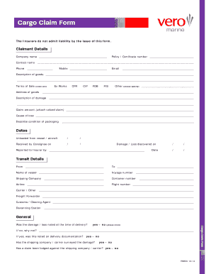 Cargo Claim Form