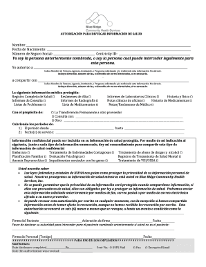 AUTORIZACIÓN PARA DIVULGAR INFORMACIÓN DE SALUD