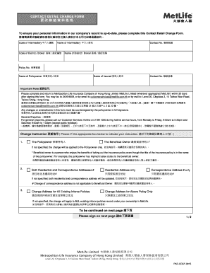 MetLife Contact Detail Change Form