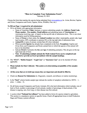 Veterinary Sample Submission Form