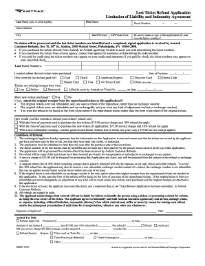 Amtrak Lost Ticket Refund Application