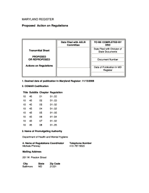 Maryland Community Health Resources Commission Regulations