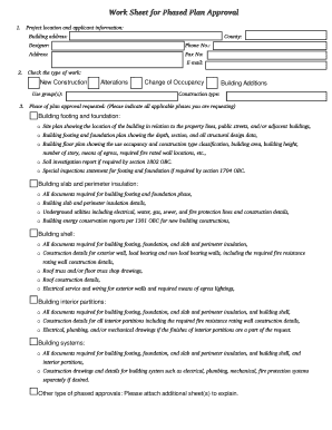 Phased Plan Approval Work Sheet