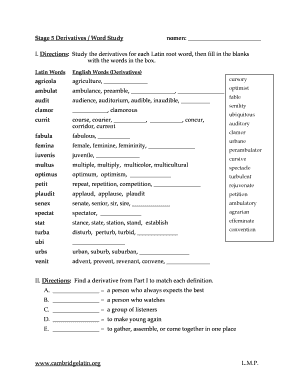 Latin Root Word Study Worksheet