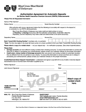 Authorization Agreement for Retiree Health Insurance Premium Account